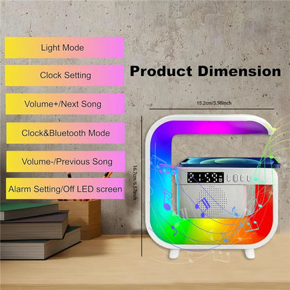 FM TF Bluetooth Speaker Phone Wireless Charger RGB Light for iPhone 16~12 Samsung Xiaomi Fast Charging Home Portable Speakers