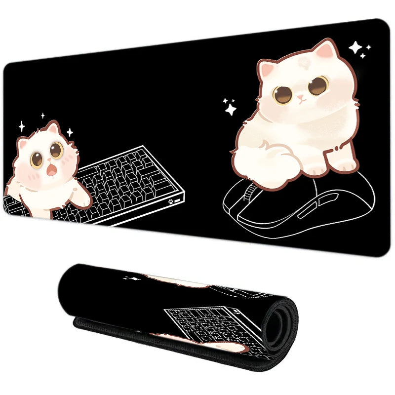 Cute Cat in Lavender Mouse Pad Large Computer Office Game Table Mat XXL Rubber Anti-slip Gaming Keyboard Mousepad Long Desk Pads