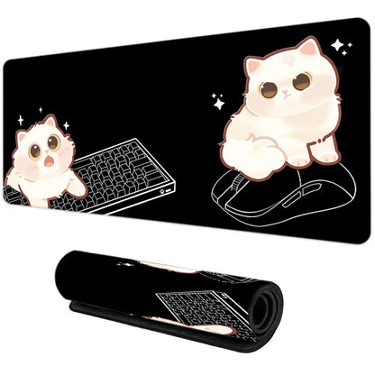 Cute Cat in Lavender Mouse Pad Large Computer Office Game Table Mat XXL Rubber Anti-slip Gaming Keyboard Mousepad Long Desk Pads