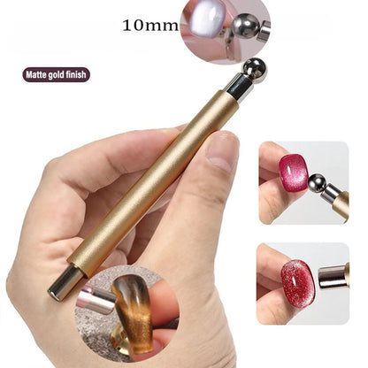 1PC Double Head Nail Cat Eye Magnet Pen Strong Magnetic Bar With Steel Ball For Cateye Gel Polish DIY Glass Bead Effect NailTool