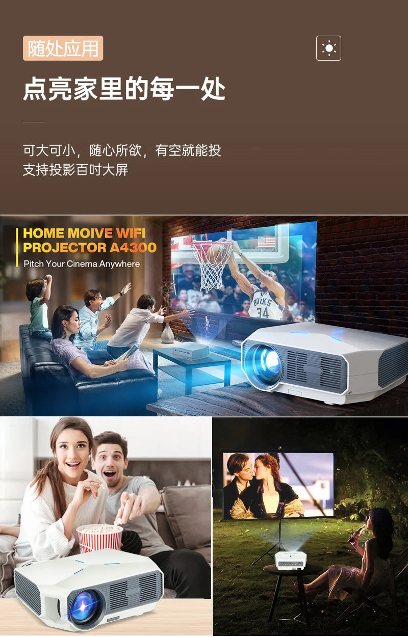 New Ultra HD 4K Home Projector Office Meeting Mobile Wireless Intelligent Portable Mini Projector