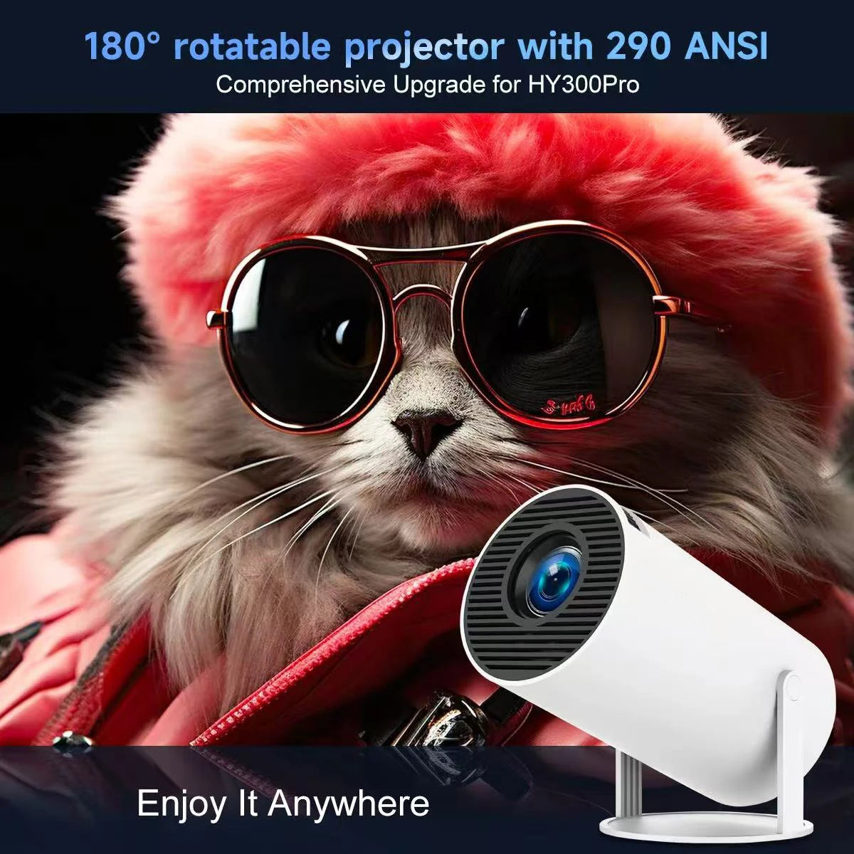 Projector 8K Wifi6 Projector 290ANSI Android 11 Dual WIFI Allwinner H713 BT5.0 1280*720P Home Cinema Outdoor portable HY300 Pro