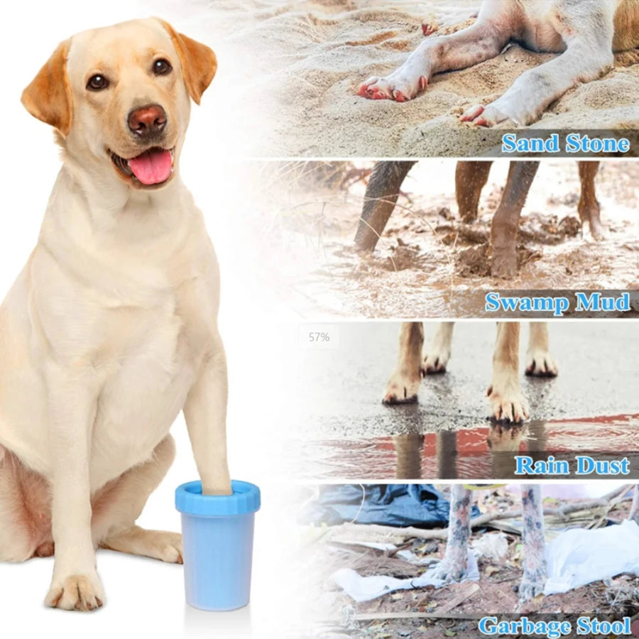 1Pc Pet Plastic Foot Wash Cup S L XL Large size silicone brush Dog cat clean foot mud removable cleaning Foot