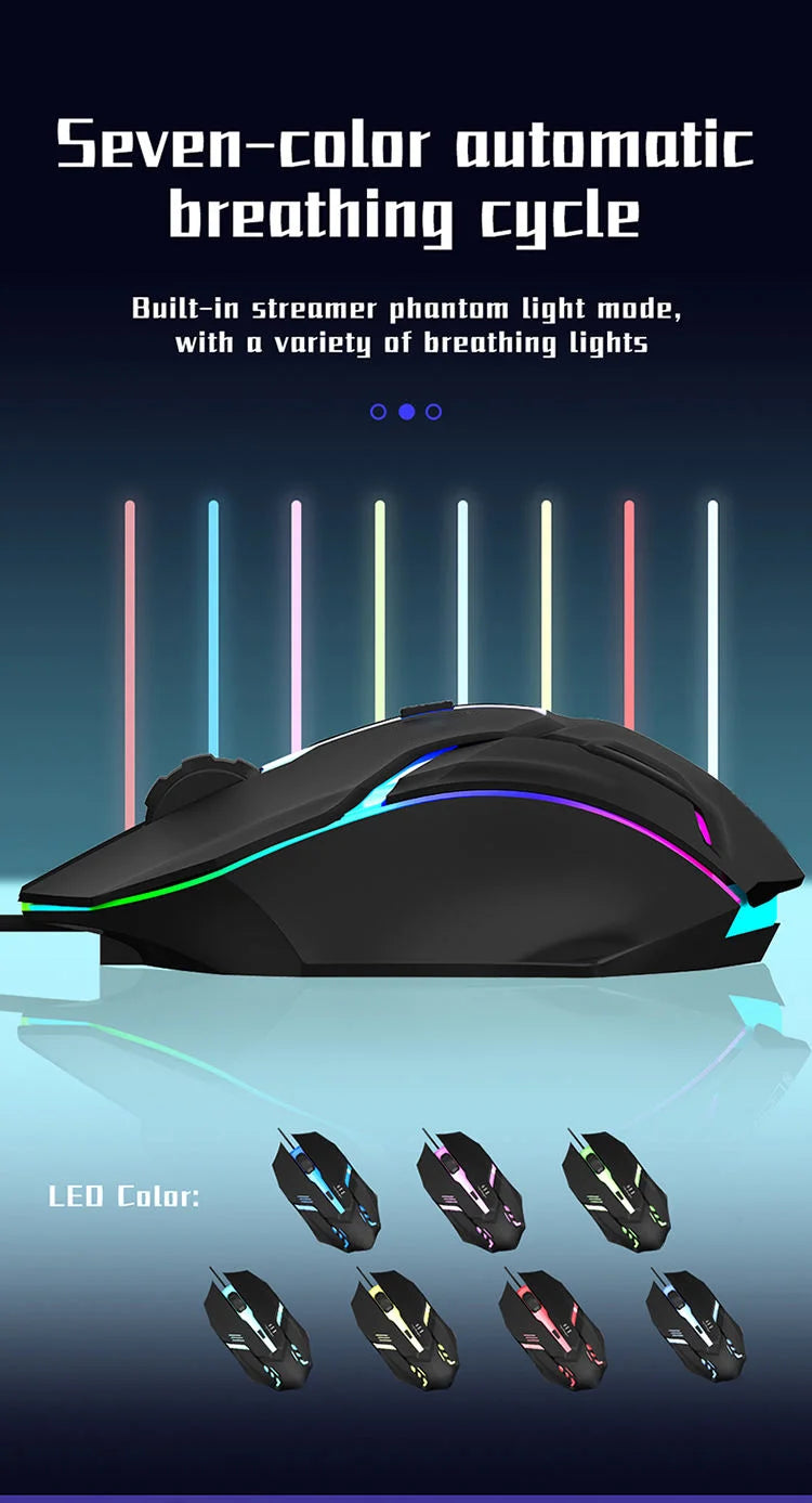 Latest high-quality ergonomic gaming mouse, suitable for desktop and laptop computers, 4-button USB RGB backlit mouse