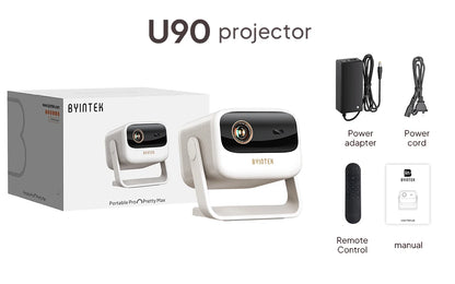 BYINTEK U90 Projector 4K Full HD1080P Cinema Android 11.0 WiFi Mini Portable 1080P Home Theater Video DLP Projector with Battery