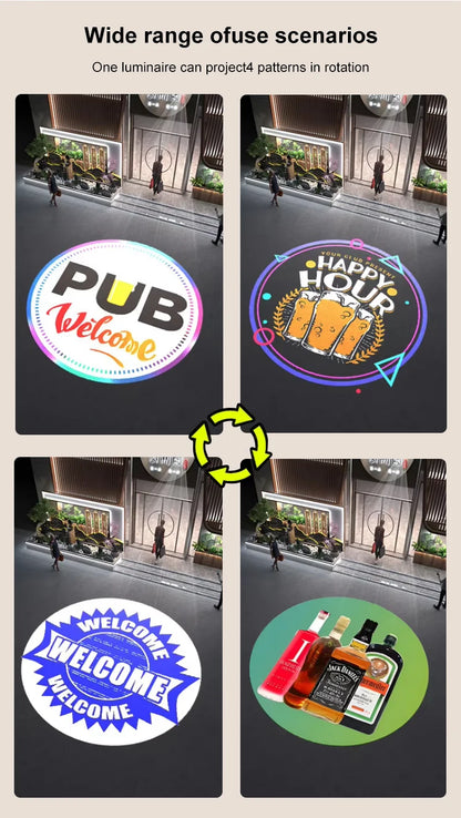 Custom LED Logo GOBO Projector Light  Indoor Outdoor Floor Projector Rotating Logo for Hotel Company Bar Store Business