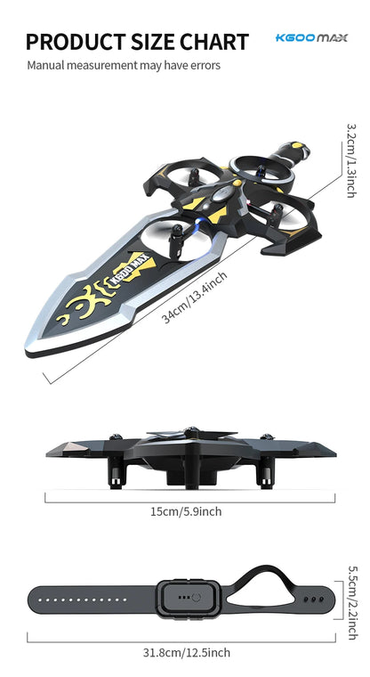Hot New The Excalibur Remote Control Drone With Colorful Lights Gesture Sensor Fixed Wing Aircraft Follows Children Toy For Fun