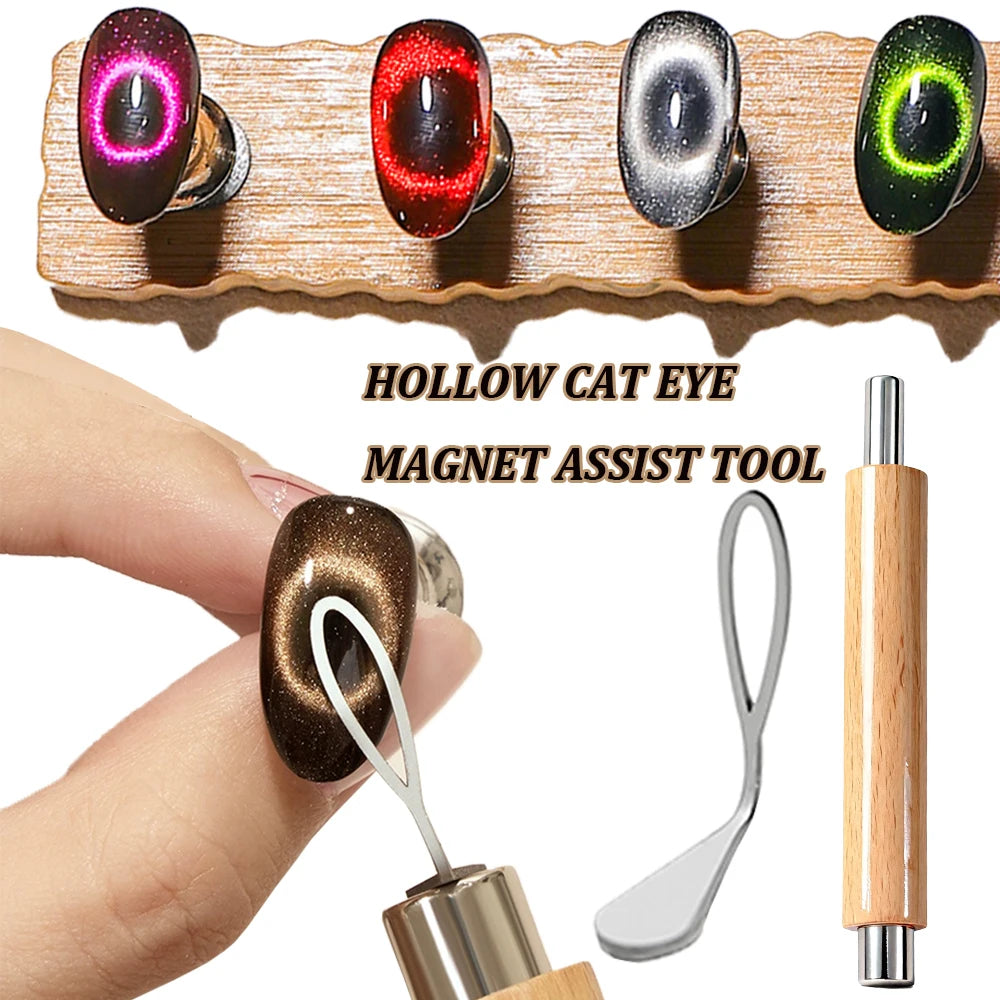New Black Hole Cat Eye&Hollow Cat Eye Magnet Set Olive-Shape Magnet Stick For 5D Hollow Circle Design Nail Polish Manicure Tool