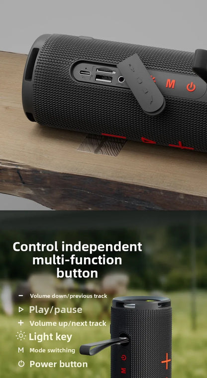 MW Audio Portable Bluetooth Speaker RGB Lights Waterproof Dual Drivers Bass Wireless Speaker Bluetooth 5 2