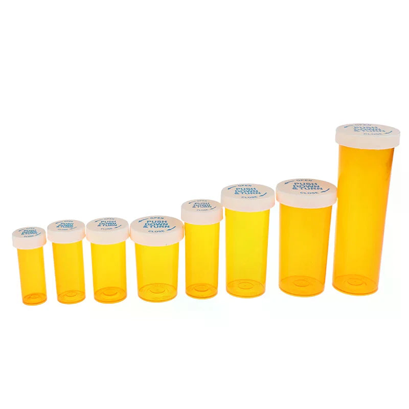 5Pcs Plastic Medicine Pill Bottles With Child Resistant Caps Medicine Containers Travel Pill Vials - 6/8/13/16/20/30/40/60 Dram