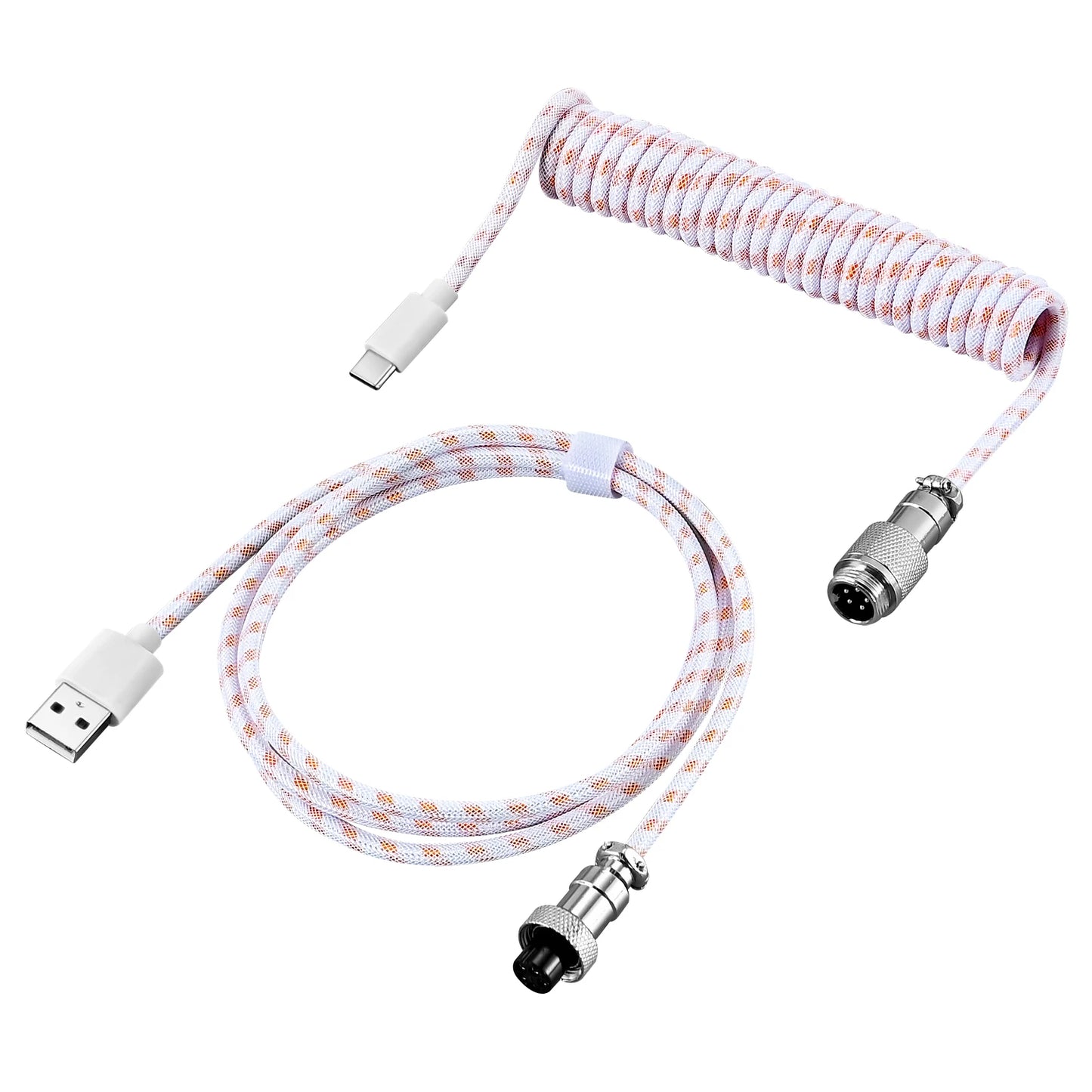 USB Type C Mechanical Keyboard Spring Coiled Cable Hardware Linker Usb Aviation Mechanical Cable Spiral Gaming Usb Keyboard Wire