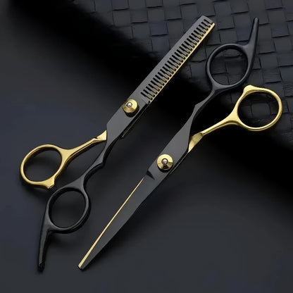 Set of 2 Hair Cutting Scissors, Featuring Professional Thinning Scissors for Barbers And Unique Flat-Tooth Magic Scissors