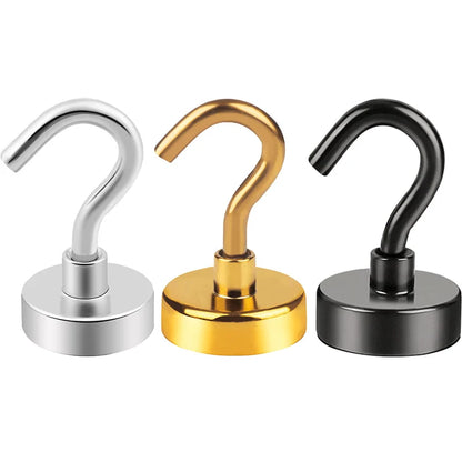 Heavy Duty 16mm Strong Magnetic Hooks Home Kitchen Refrigerator Kitchenware Clothing Key Hanging Bathroom Hanger Black Organizer