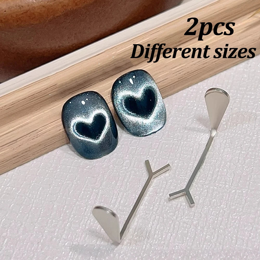 3D Heart Argyle Rhombus Pattern Cat Eye Nail Magnetic Tool Suck Glass Bead/Snake/Love/French Strong Cat Eye Nail Art Magnet Pen#