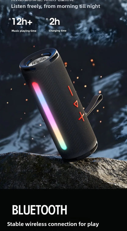 MW Audio Portable Bluetooth Speaker RGB Lights Waterproof Dual Drivers Bass Wireless Speaker Bluetooth 5 2
