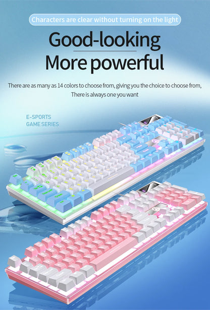 104 Keys Gaming Keyboard Wired Keyboard Color Matching Backlit Mechanical Feel Computer E-sports Peripherals for Desktop Laptop