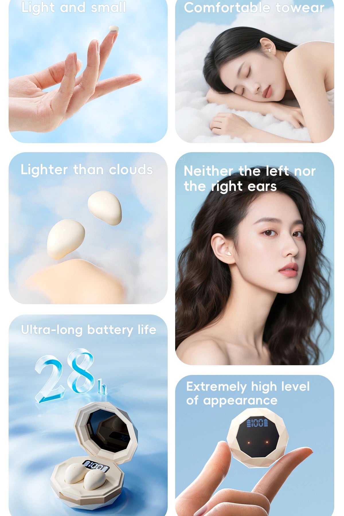 Mini Wireless Bluetooth Headset In Ear Sleep Earbuds Work Invisible Noise Reduction Headphones HD HIFI Sleeping Earphones