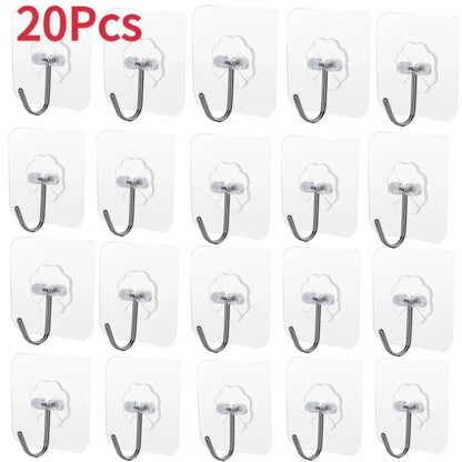 5/100Pcs Self-adhesive Hook Transparent Door Wall Hook Child Heavy Load Rack Kitchen Bathroom Towel Key Rack Sticky Hook