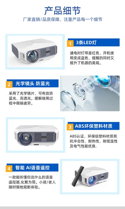 New Ultra HD 4K Home Projector Office Meeting Mobile Wireless Intelligent Portable Mini Projector