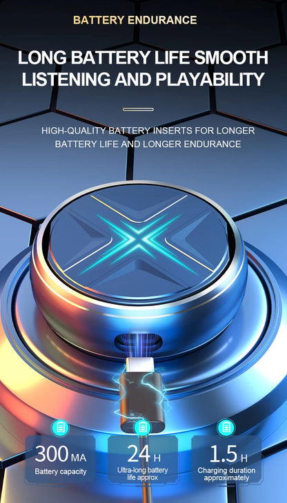 Soleeanre Wireless Headphones Earphone Sports Headset Aluminum Starring Ring Metal Alloy Gaming Earbuds Starburst Light Effect