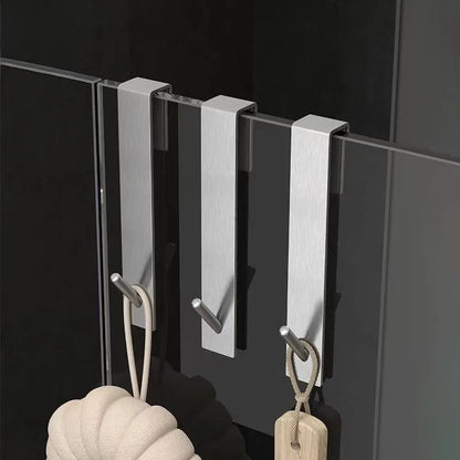 No Drill Stainless Steel Door Hook Rustproof Bath Hook Detachable Space Saving Closet Removable Hanger Towel Coat Bath Kitchen