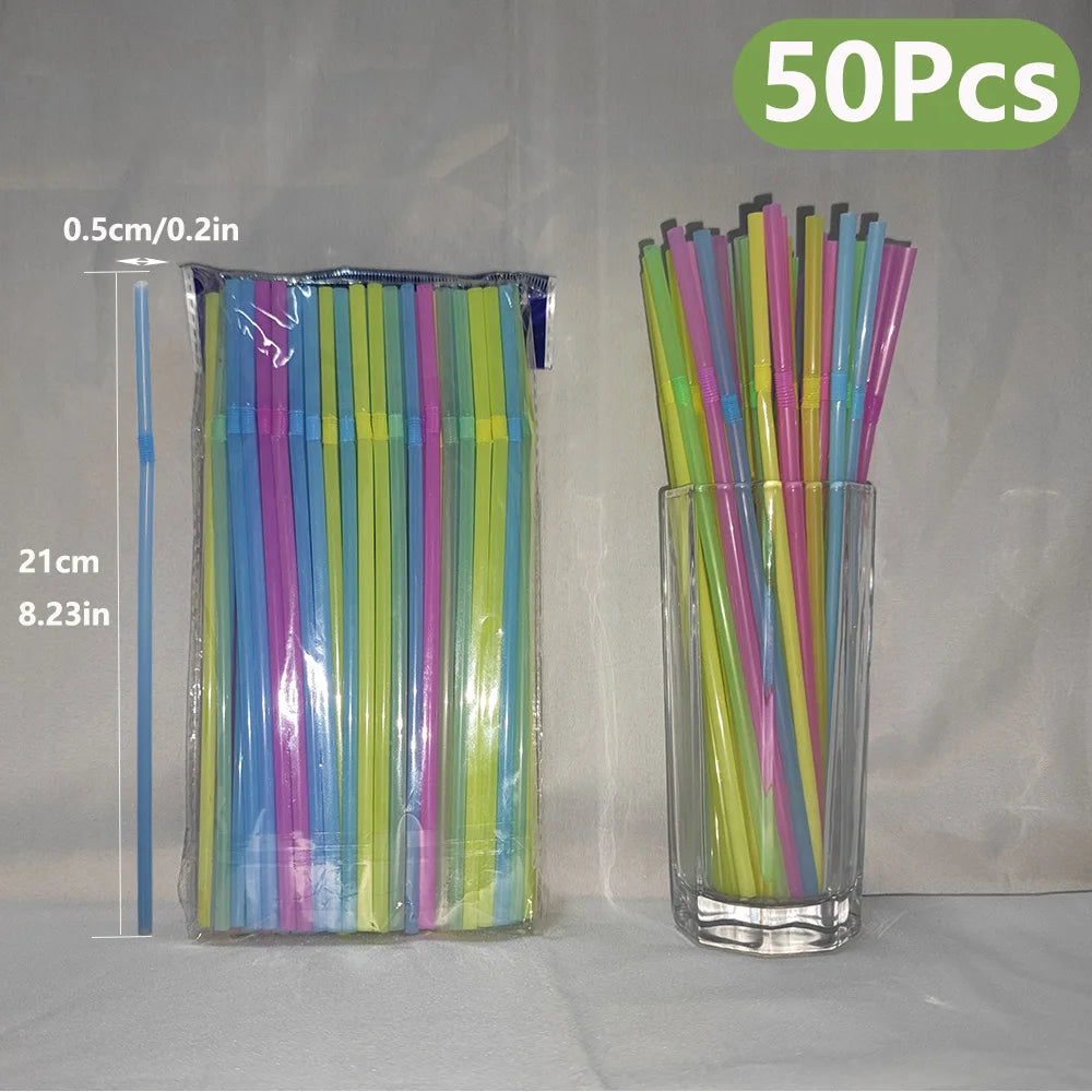 50-1000Pcs Multicolor Kunststof Straws for Wedding Party Cocktail Birthday Supplies Beverage Kitchen Bar Drinking Straws