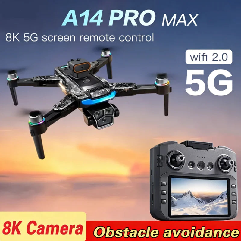 2026 A14 Pro Max Gps Drone Brushless Screen Control Obstacle Avoidance Optical Flow Intelligent Remote Control Aircraft 10000m