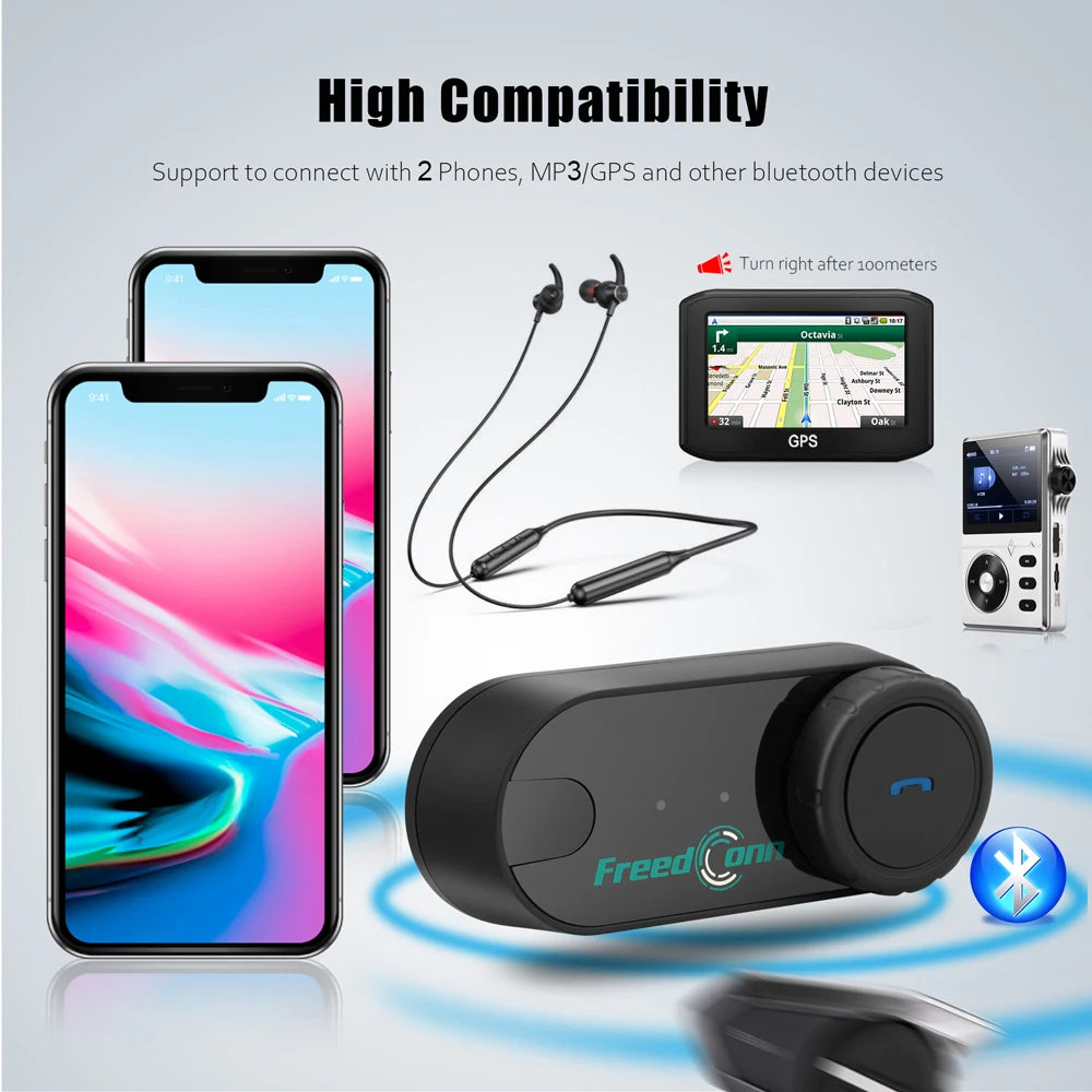 FreedConn TCOM VB Motorcycle Helmet Intercom Bluetooth 5.0 Headset Headphone FM Moto Interphone Helmet Communicator Speaker Gift