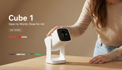 Wanbo Cube 1 4K Mini  Protable Android TV 14.0 Video Projector 360° Rotating Gimbal Electric Focus Proyector Dual Wifi 200IOS