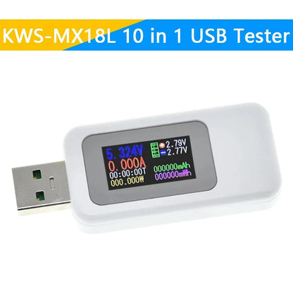 10 in 1 USB Tester DC Digital Voltmeter Amperimetro Current Voltage Meter Amp Volt Ammeter Detector Power Bank Charger Indicator