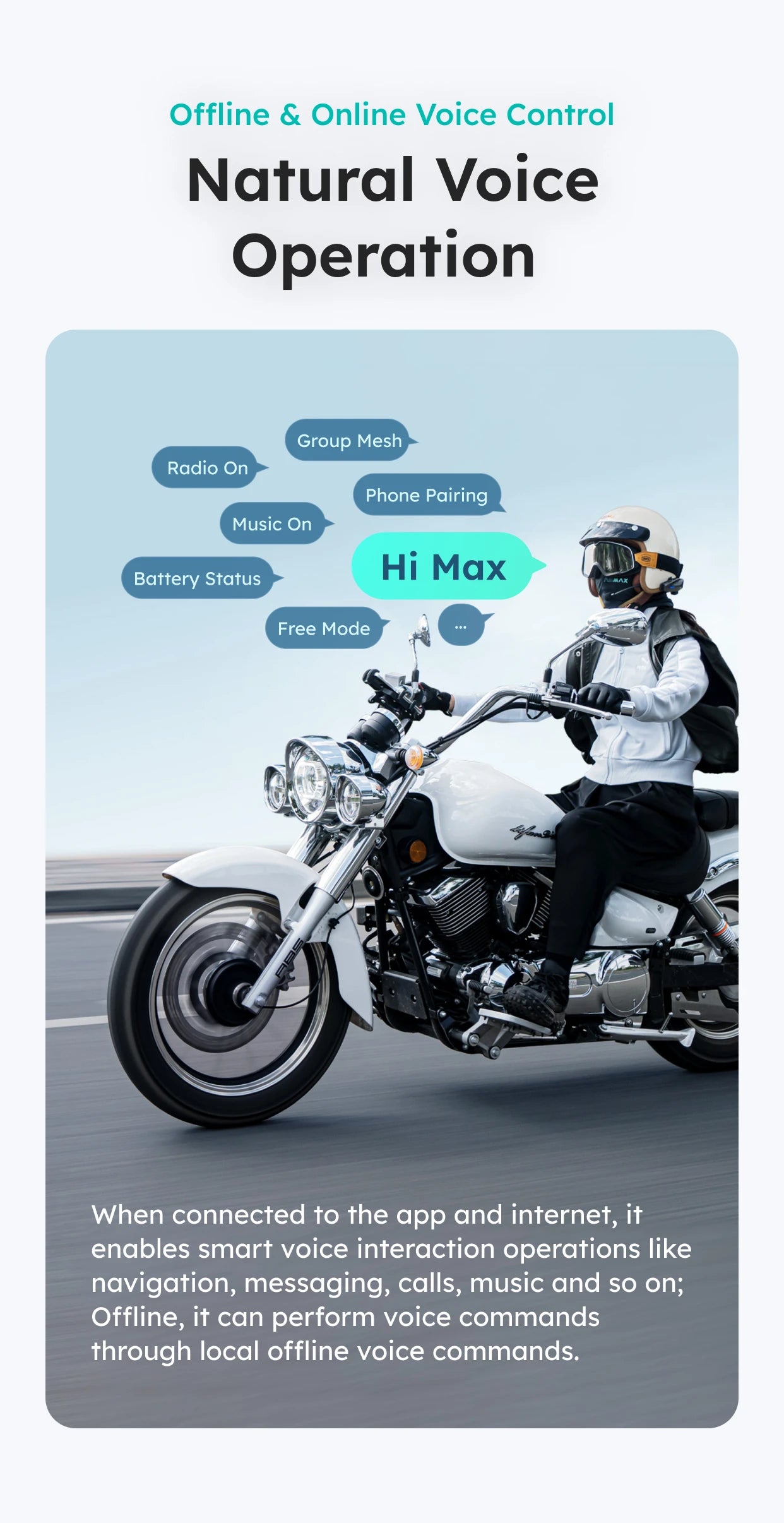 ASMAX S1 Bluetooth Motorcycle Intercom 8 Riders Communication Headset with FM & ENC Mic, Voice Control, IPX7 Waterproof