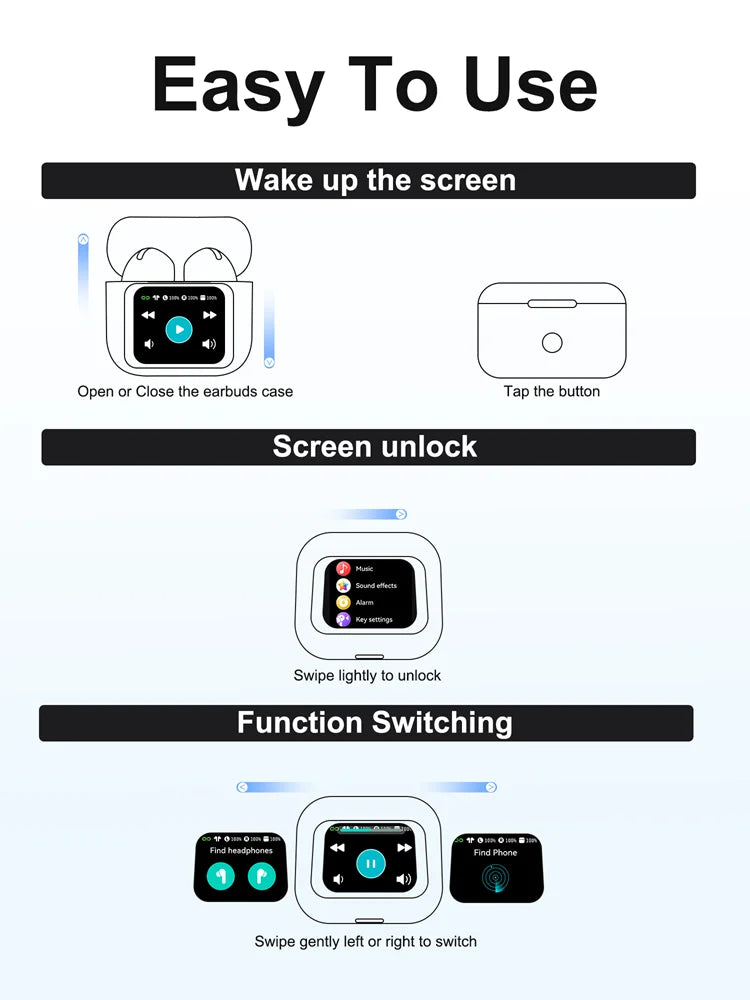 Real Time Translators Headphones Wireless Earphones Noise Canceling IPX7 Waterproof Smart Touch Control Kids Women Men Earbuds