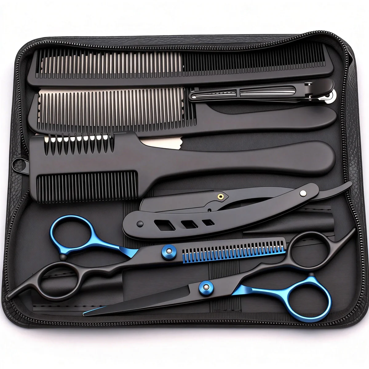 6 Inch Multifunctional Hair Cutting Scissors Complete Kit with Straight Thinning Shears Comb Professional Home Use and Salon