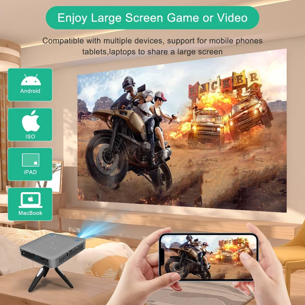 VIVICINE P15 Pro Native 1080P DLP Projector Android 9.0 4K Auto Focus 600ANSI 3D Portable Mini