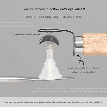 New Black Hole Cat Eye&Hollow Cat Eye Magnet Set Olive-Shape Magnet Stick For 5D Hollow Circle Design Nail Polish Manicure Tool