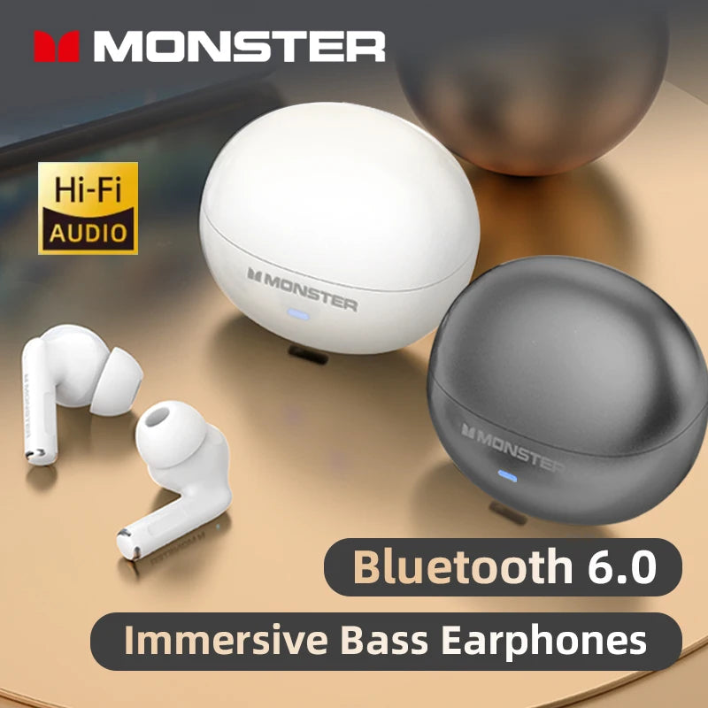 Monster MQT39 Gaming Earphone Ture Wireless Bluetooth 6.0 Headphones Low Latency Noise Reduction Earbuds Headset With Mic New