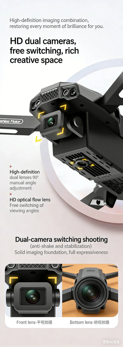 New F198 Drone Professional Dual Camera With 1080P WIFI FPV HD Aerial Photography Wide Angle Brushless RC Foldable Quadcopter