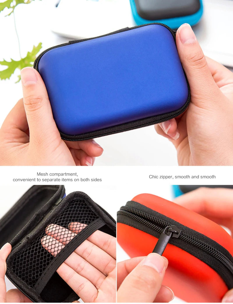 Mini Earphone Storage Boxes Bag Outdoor Travel Key Mobile Phone Data Cable Charger Storage Box Digital Home Small Item Storage