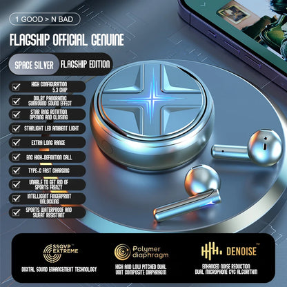 Soleeanre Wireless Headphones Earphone Sports Headset Aluminum Starring Ring Metal Alloy Gaming Earbuds Starburst Light Effect