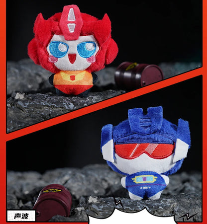 Cute Transforming Robot Plush Keychains - Optimus Shockwave Starscream Mini Stuffed Toys Trendy Bee Keyrings Fan Surprise Gifts