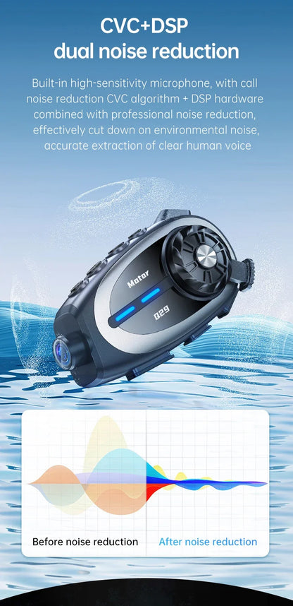 Q29 Motorcycle Helmet Headset Recorder 1080P HD Wireless Communicator Moto Dash Camera Wide-angle Waterproof WiFi Video Recorder