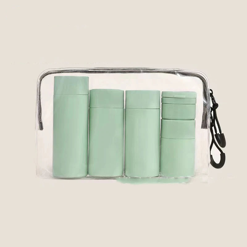 6pcs/Set Recyclable Travel Bottling Set Portable Color Lotion Cream Shampoo Empty Container TPU Wash Bag