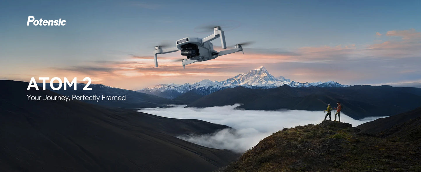 Potensic Original ATOM 2 Drone with PTD 1 Remote Control 5.5inch 1080P Screen Max 10KM 4K Video 8K Photo 2.7K Vertical Shooting