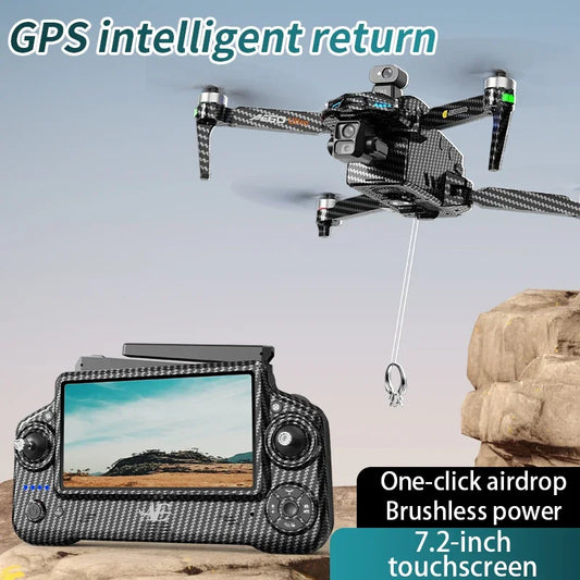 AE60 Can Airdrop Drone With 7.2 inch Screen 3-axis Gimbal Professional 4K HD Camera Laser Obstacle Avoidance Brushless Dron Toy
