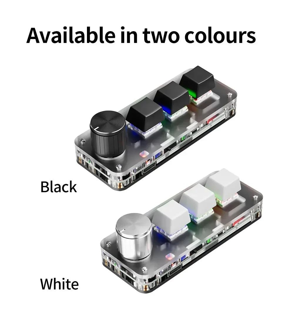 2.4G Bluetooth 3 Keys 1 Knob Customize Keyboard Macro Mechanical Keyboard Hot Swap Mini Keypad E-sports Game Copy Paste Shortcut