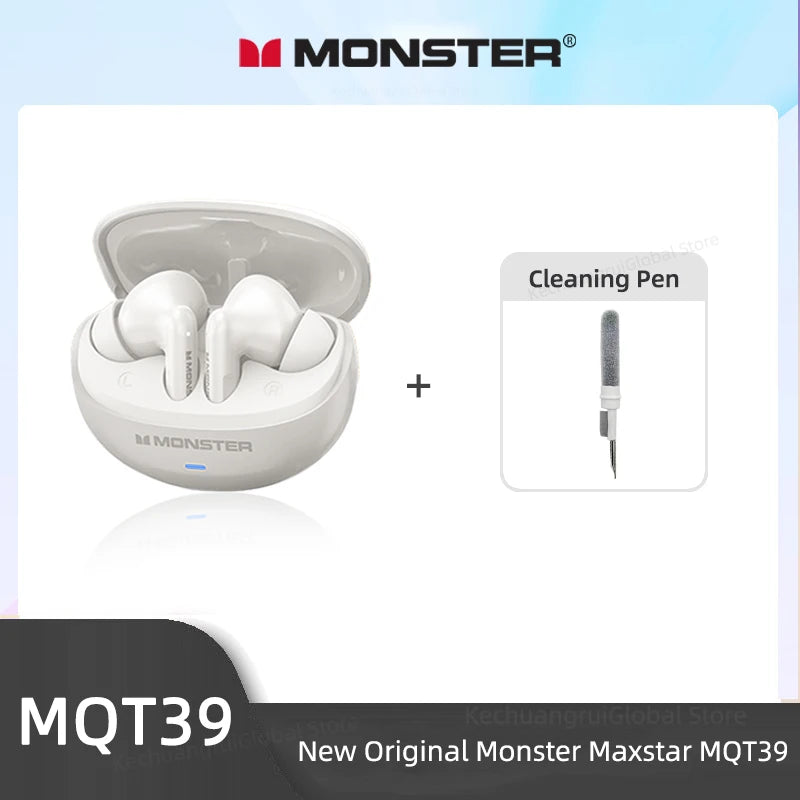 Monster MQT39 Wireless Bluetooth 6.0 Earphones TWS Hifi Stereo Headphones Noise Reduction Gaming Earbuds Sports Headset With Mic