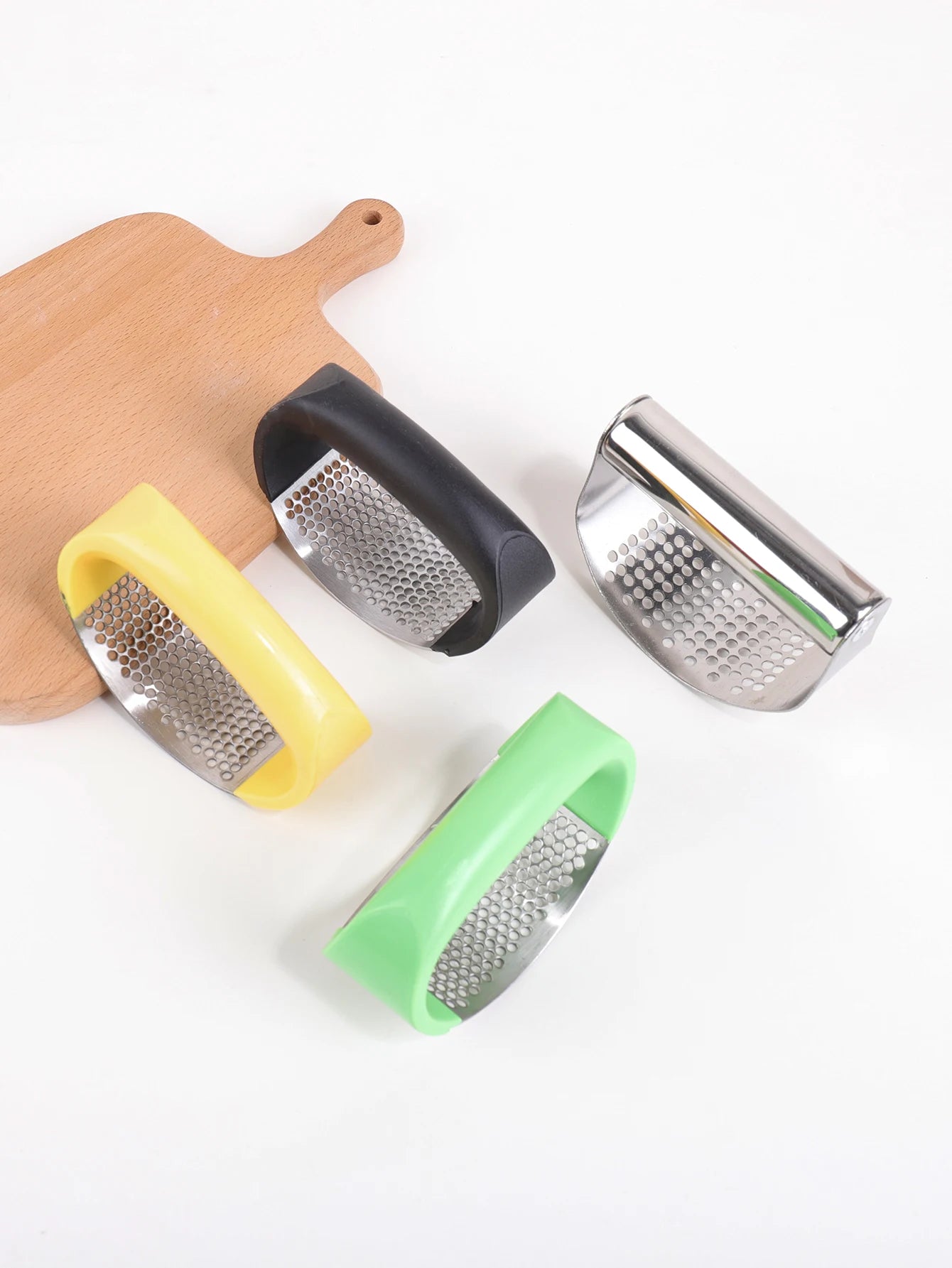 Stainless Steel Garlic Press - Manual Garlic Ginger Crusher Mincer with Ergonomic Handle, Kitchen Gadget Tool for Home Cooking