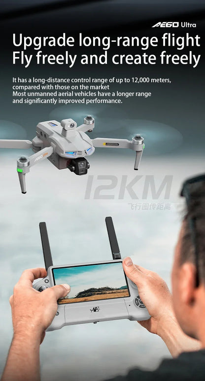 AE60 Can Airdrop Drone With 7.2 inch Screen 3-axis Gimbal Professional 4K HD Camera Laser Obstacle Avoidance Brushless Dron Toy