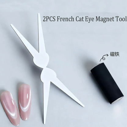 1/2pcs V Shaped French Cat Eye Magnet Large/Small V-Tip Strong Cylindrical Magnet Set Cat Eye Highligh French Effect Magnet Tool