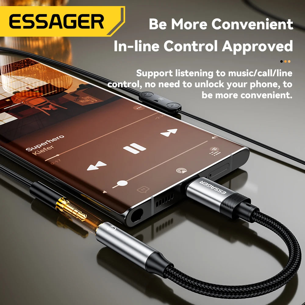 Essager Lightning to 3.5mm jack Audio Adapter Headphone Aux Cable USB Type C to 3.5 Adapter OTG Type C For iphone Xiaomi Oneplus